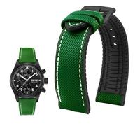 PctkeLsend Correa de reloj de lona, nailon y caucho for hombre, resistente al agua, de 19 a 24 mm, compatible con Breitling, Omega, IWC, Citizen, Tudor y Hamilton.(Green White BlackA,23mm)