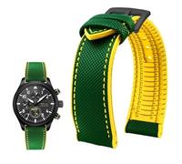 PctkeLsend Correa de reloj de lona, nailon y caucho for hombre, resistente al agua, de 19 a 24 mm, compatible con Breitling, Omega, IWC, Citizen, Tudor y Hamilton.(Green Yellow BlackA,22mm)