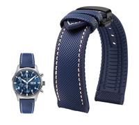 PctkeLsend Correa de reloj de lona, nailon y caucho for hombre, resistente al agua, de 19 a 24 mm, compatible con Breitling, Omega, IWC, Citizen, Tudor y Hamilton.(Blue White BlackB,23mm)