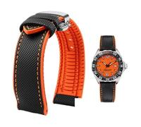 PctkeLsend Correa de reloj de lona, nailon y caucho for hombre, resistente al agua, de 19 a 24 mm, compatible con Breitling, Omega, IWC, Citizen, Tudor y Hamilton.(Black Orange silverB,21mm)