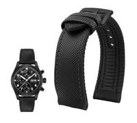 PctkeLsend Correa de reloj de lona, nailon y caucho for hombre, resistente al agua, de 19 a 24 mm, compatible con Breitling, Omega, IWC, Citizen, Tudor y Hamilton.(Black black BlackA,23mm)