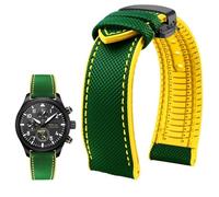 PctkeLsend Correa de reloj de lona, nailon y caucho for hombre, resistente al agua, de 19 a 24 mm, compatible con Breitling, Omega, IWC, Citizen, Tudor y Hamilton.(Green Yellow BlackB,24mm)