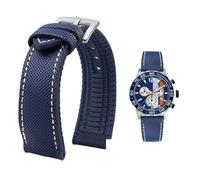 PctkeLsend Correa de reloj de lona, nailon y caucho for hombre, resistente al agua, de 19 a 24 mm, compatible con Breitling, Omega, IWC, Citizen, Tudor y Hamilton.(Blue White silver A,22mm)