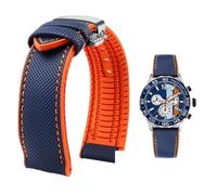 PctkeLsend Correa de reloj de lona, nailon y caucho for hombre, resistente al agua, de 19 a 24 mm, compatible con Breitling, Omega, IWC, Citizen, Tudor y Hamilton.(Blue Orange silver B,20mm)
