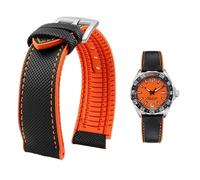 PctkeLsend Correa de reloj de lona, nailon y caucho for hombre, resistente al agua, de 19 a 24 mm, compatible con Breitling, Omega, IWC, Citizen, Tudor y Hamilton.(Black Orange silverA,21mm)