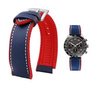 PctkeLsend Correa de reloj de lona, nailon y caucho for hombre, resistente al agua, de 19 a 24 mm, compatible con Breitling, Omega, IWC, Citizen, Tudor y Hamilton.(Blue White red sk A,22mm)