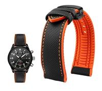 PctkeLsend Correa de reloj de lona, nailon y caucho for hombre, resistente al agua, de 19 a 24 mm, compatible con Breitling, Omega, IWC, Citizen, Tudor y Hamilton.(Black Orange BlackB,20mm)