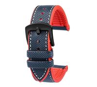 PctkeLsend Correa de reloj de lona, nailon y caucho for hombre, resistente al agua, de 19 a 24 mm, compatible con Breitling, Omega, IWC, Citizen, Tudor y Hamilton.(Blue White red Bk A,22mm)