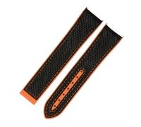 PctkeLsend Correa de reloj de nailon de silicona apta for Omega Seahorse 300 Quarter Orange Ocean Universe 600 Correa de reloj de goma impermeable a prueba de sudor 22 mm(Blackorange-no buckl,20mm)