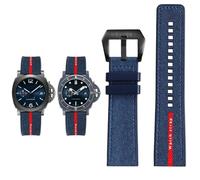 PctkeLsend Correa de reloj de nailon y silicona for hombre, 22, 24 y 26 mm, color negro, gris y azul. Compatible con Panerai SUBMERSIBLE PAM1391/1565/Luna Rossa 1404.