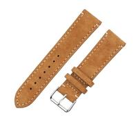 PctkeLsend Correa de reloj de piel de ante vintage hecha a mano de 18/20/22/24 mm, compatible con la mayoría de los relojes de boca plana.(Tan-side wire,24mm)