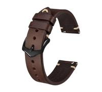 PctkeLsend Correa de reloj de piel de vaca auténtica Crazy Horse, correa de reloj de 20mm, 21mm, 22mm, 23mm y 24mm for pulsera de hombre(Coffee Brown-Black,22mm)
