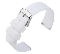 PctkeLsend Correa de reloj de silicona de 18mm, 20mm y 22mm, correa de reloj deportivo de goma suave de liberación rápida apta for hombres y mujeres con cierre clásico(White-Silver,22mm)
