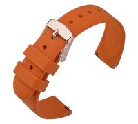 PctkeLsend Correa de reloj de silicona de 18mm, 20mm y 22mm, correa de reloj deportivo de goma suave de liberación rápida apta for hombres y mujeres con cierre clásico(Orange-Rosegold,22mm)