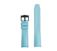 PctkeLsend Correa de reloj de silicona de 20 mm con extremo curvo compatible con OmegaX Swatch Joint Moon Swatch/Seamaster 300(Light Blue B)