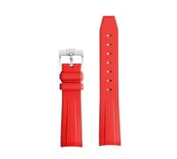 PctkeLsend Correa de reloj de silicona de 20 mm con extremo curvo compatible con OmegaX Swatch Joint Moon Swatch/Seamaster 300(Red S)