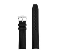PctkeLsend Correa de reloj de silicona de 20 mm con extremo curvo compatible con OmegaX Swatch Joint Moon Swatch/Seamaster 300(Black S)