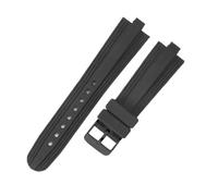 PctkeLsend Correa de reloj de silicona resistente al sudor, resistente al agua, con boca elevada, 22x7mm, for Bulgari Diagono(Black-Black)