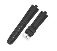 PctkeLsend Correa de reloj de silicona resistente al sudor, resistente al agua, con boca elevada, 22x7mm, for Bulgari Diagono(Black-steel)