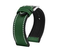 PctkeLsend Correa de reloj Longines Comcas L3.742 781 782 de caucho, fibra de carbono, nailon y silicona for buceo, for hombre, de 21 mm, 22 mm y 23 mm.(Green-silver,22mm)