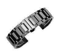 PctkeLsend Correa de reloj universal de acero inoxidable pulido mate con hebilla desplegable de 3 puntas, 18, 20, 22 y 24 mm.(Polished Black,24mm)