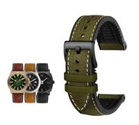 PctkeLsend Correa de reloj universal de caucho fluorado for hombre, de 19 a 24 mm, color verde, marrón, azul y rojo, compatible con cualquier reloj de boca plana.(Army Green black,19mm)