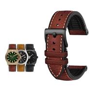 PctkeLsend Correa de reloj universal de caucho fluorado for hombre, de 19 a 24 mm, color verde, marrón, azul y rojo, compatible con cualquier reloj de boca plana.(Dark brown black pin,21mm)