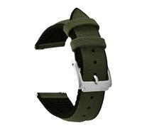 PctkeLsend Correa de reloj universal de silicona y lona de liberación rápida, resistente al agua, de 18 a 22 mm, compatible con la mayoría de los relojes de boca plana.(Grenn,22mm)