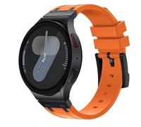 PctkeLsend Correa de silicona sin huecos compatible con Samsung Galaxy Watch 7 40 mm 44 mm/6/4 classic 46 47 mm 42 43 mm/5 pro 45 mm(Black orange2,For Galaxy 6classic 47mm)