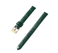 PctkeLsend La correa de piel auténtica con rayas de bambú for mujer de 10-20 mm es adecuada for la mayoría de las correas de boca plana.(Green-rose Gold,10mm)