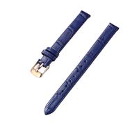 PctkeLsend La correa de piel auténtica con rayas de bambú for mujer de 10-20 mm es adecuada for la mayoría de las correas de boca plana.(Blue-Rose Gold,16mm)