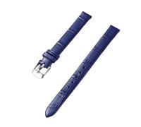 PctkeLsend La correa de piel auténtica con rayas de bambú for mujer de 10-20 mm es adecuada for la mayoría de las correas de boca plana.(Blue-silver,20mm)