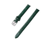 PctkeLsend La correa de piel auténtica con rayas de bambú for mujer de 10-20 mm es adecuada for la mayoría de las correas de boca plana.(Green-Silver,14mm)