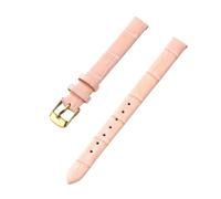 PctkeLsend La correa de piel auténtica con rayas de bambú for mujer de 10-20 mm es adecuada for la mayoría de las correas de boca plana.(Pink-Gold,14mm)