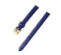 PctkeLsend La correa de piel auténtica con rayas de bambú for mujer de 10-20 mm es adecuada for la mayoría de las correas de boca plana.(Blue-Gold,14mm)