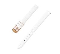 PctkeLsend La correa de piel auténtica con rayas de bambú for mujer de 10-20 mm es adecuada for la mayoría de las correas de boca plana.(White-Rose Gold,14mm)