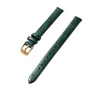 PctkeLsend La correa de piel auténtica con rayas de bambú for mujer de 10-20 mm es adecuada for la mayoría de las correas de boca plana.(Green-Gold,16mm)