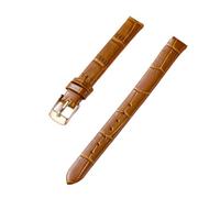 PctkeLsend La correa de piel auténtica con rayas de bambú for mujer de 10-20 mm es adecuada for la mayoría de las correas de boca plana.(Light brown-rose,14mm)