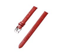 PctkeLsend La correa de piel auténtica con rayas de bambú for mujer de 10-20 mm es adecuada for la mayoría de las correas de boca plana.(Red-Silver,14mm)