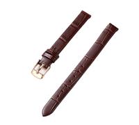 PctkeLsend La correa de piel auténtica con rayas de bambú for mujer de 10-20 mm es adecuada for la mayoría de las correas de boca plana.(Brown-rose gold,12mm)