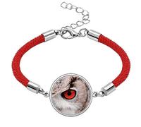Pcture - Pulsera de cuerda roja hecha a mano con diseño de búho de la suerte
