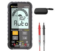 PCWork Mini multímetro digital PCW02B, multímetro inteligente, pantalla grande, True RMS, rango automático, 6000 contadores, CAT 3 600 V, medidor de corriente, medidor de voltaje, comprobador de
