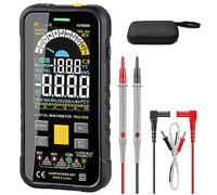 PCWork Multímetro digital profesional inteligente PCW03A, 1000 V, rango automático, verdadero RMS, gran pantalla LCD a color, 9999 cuentas, indicador LED hembra, comprobador de continuidad, medidor de