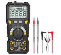 PCWork Multímetro digital profesional PCW02A, 1000 V, TRUE RMS, gran pantalla LCD, rango automático, tomas LED iluminadas, medidor de corriente, medidor de voltaje, comprobador de continuidad, medidor