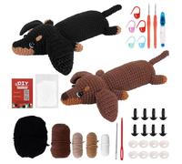 PCXWTLN Juego De Ganchillo Para Principiantes, 2 Piezas Dachshund Ganchillo, Incluye Hilo, Aguja De Ganchillo, Material De Relleno e Instrucciones Kit Juego De Inicio Ganchillo Con Animales