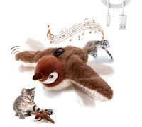 PCXWTLN Juguete para gatos, gorrión recargable con alas aleteadoras, juguete de pájaro activado por tacto, con hierba gatera para gatitos o perros pequeños, no vuela