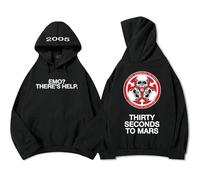 PCYFBEKL Sudadera con Capucha de la Banda de Rock Thirty Seconds TO Mars Estilo Grunge de Manga Larga para Hombre y Mujer Ropa de Calle Unisex