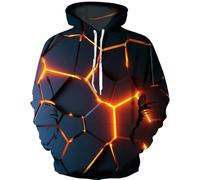 PCYFBEKL Sudadera con Capucha y Llamas Coloridas para Hombre y Mujer, con Fluorescencia 3D, Abrigo de otoño e Invierno, Chaqueta Divertida, Sudaderas Negras.-3XL