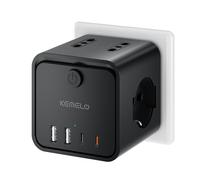 PD 30 W Regleta con 4 tomas universales 10/16 A ITA y Schuko, regleta múltiple con 2 USB 2 USB C, toma múltiple con enchufe plano que ahorra espacio con interruptores para casa, oficina