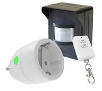 PD-541 DIW-FUNK - Detector de movimiento para interior y exterior (con receptor, toma de corriente inalámbrica, 2300 W, enchufe intermedio y emisor manual)